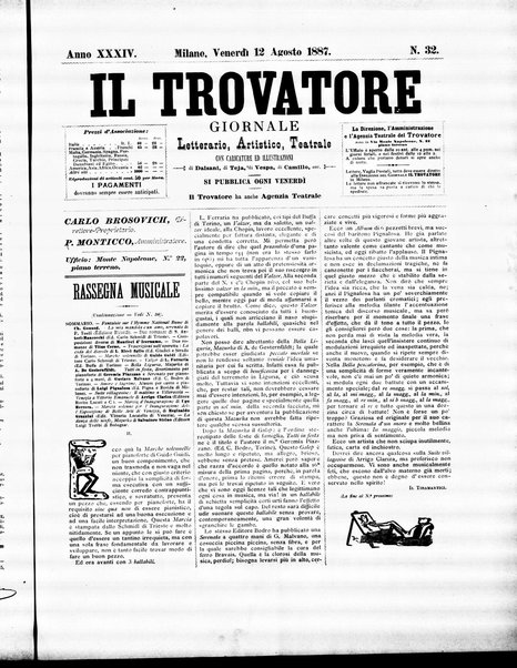 Il trovatore : giornale letterario, artistico, teatrale