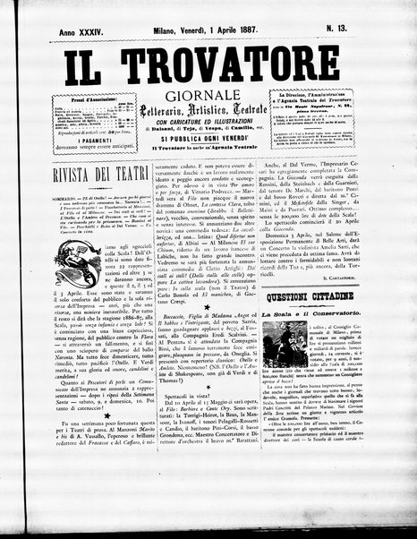 Il trovatore : giornale letterario, artistico, teatrale