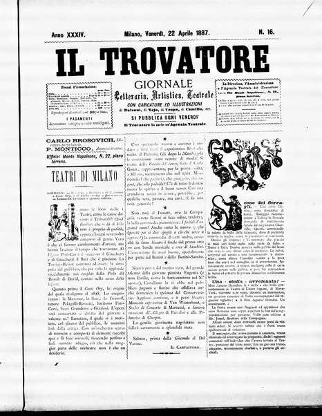 Il trovatore : giornale letterario, artistico, teatrale