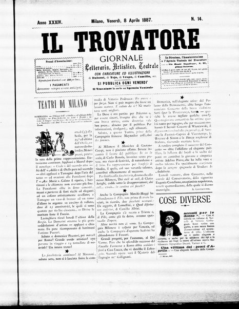 Il trovatore : giornale letterario, artistico, teatrale