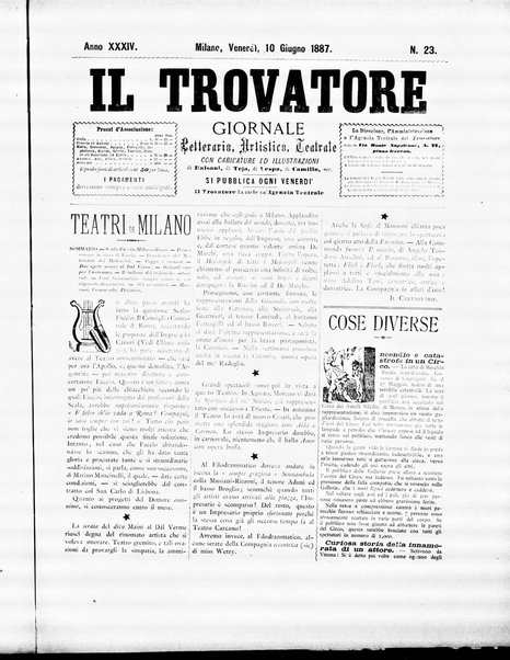 Il trovatore : giornale letterario, artistico, teatrale