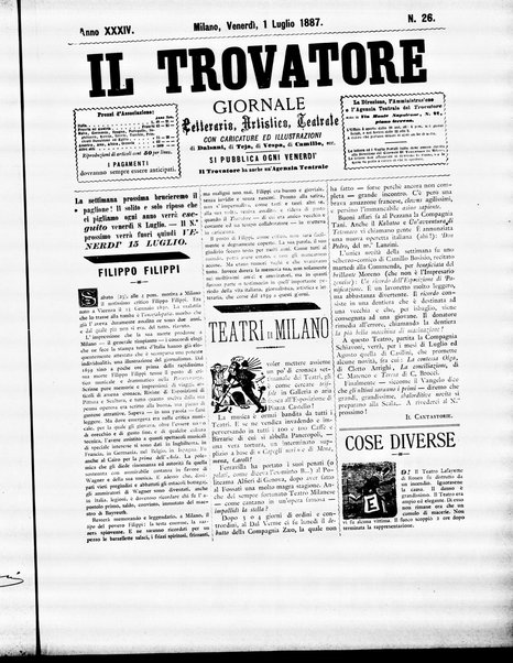 Il trovatore : giornale letterario, artistico, teatrale