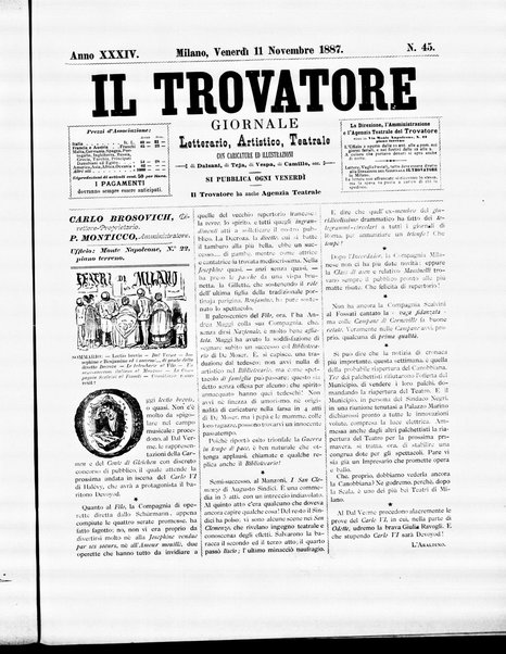 Il trovatore : giornale letterario, artistico, teatrale