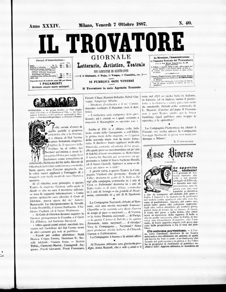 Il trovatore : giornale letterario, artistico, teatrale