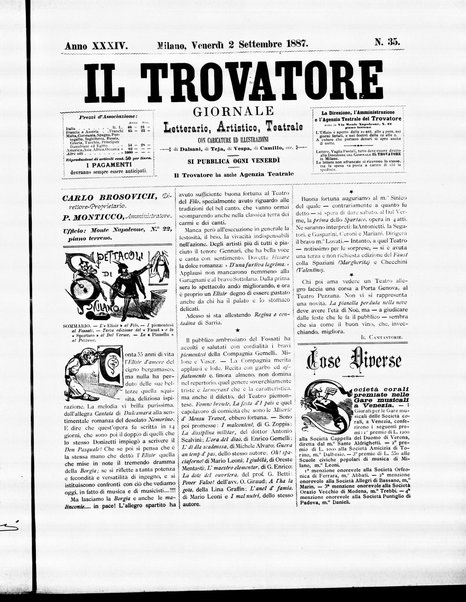 Il trovatore : giornale letterario, artistico, teatrale