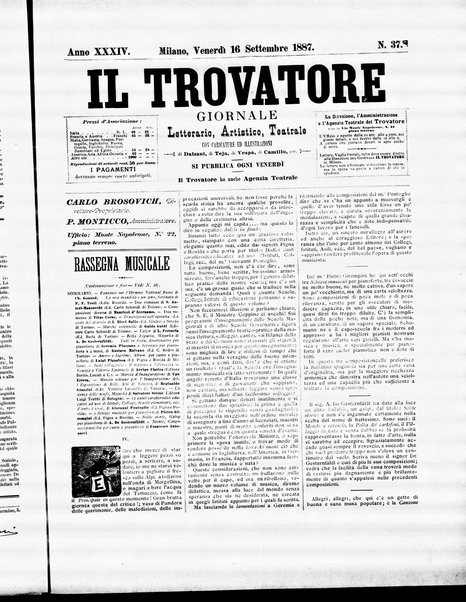 Il trovatore : giornale letterario, artistico, teatrale