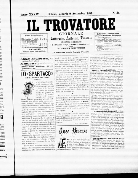 Il trovatore : giornale letterario, artistico, teatrale