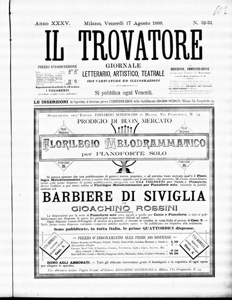 Il trovatore : giornale letterario, artistico, teatrale