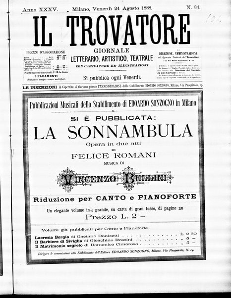 Il trovatore : giornale letterario, artistico, teatrale