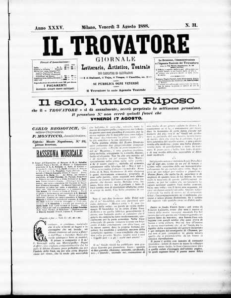 Il trovatore : giornale letterario, artistico, teatrale