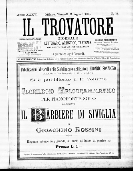 Il trovatore : giornale letterario, artistico, teatrale