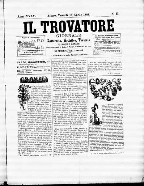 Il trovatore : giornale letterario, artistico, teatrale