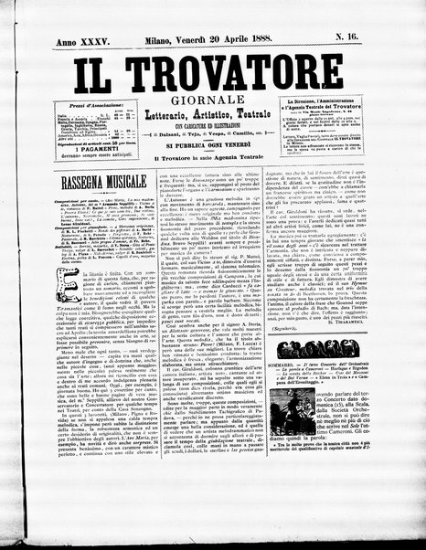 Il trovatore : giornale letterario, artistico, teatrale