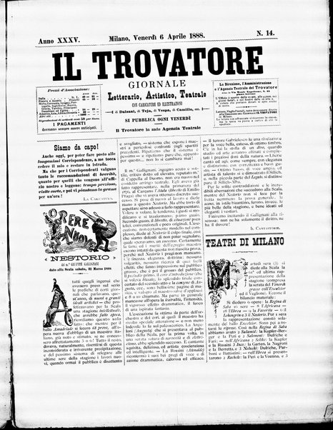 Il trovatore : giornale letterario, artistico, teatrale