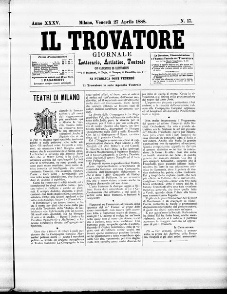 Il trovatore : giornale letterario, artistico, teatrale