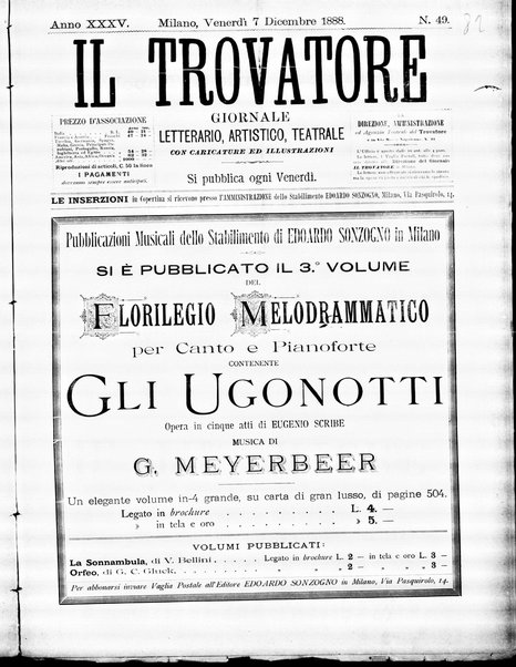 Il trovatore : giornale letterario, artistico, teatrale