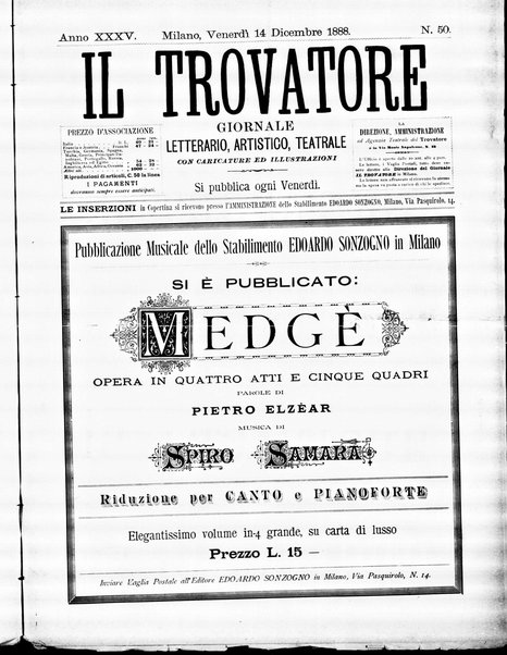 Il trovatore : giornale letterario, artistico, teatrale