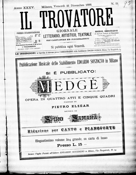 Il trovatore : giornale letterario, artistico, teatrale