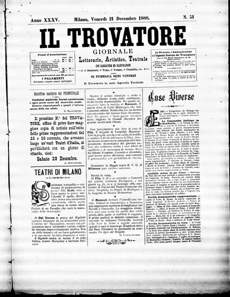 Il trovatore : giornale letterario, artistico, teatrale