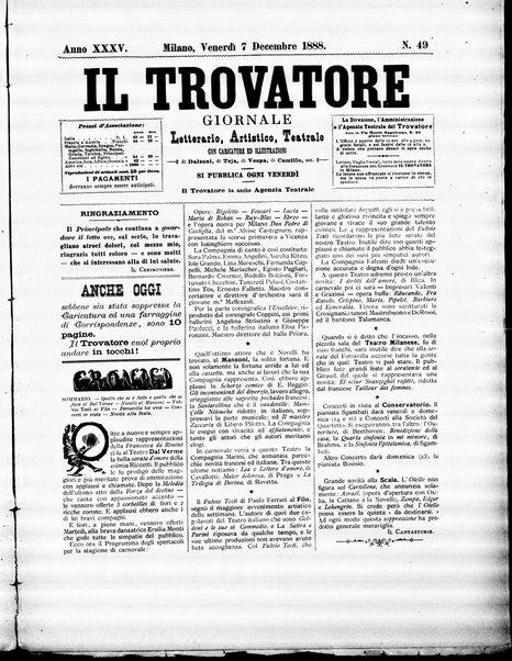 Il trovatore : giornale letterario, artistico, teatrale