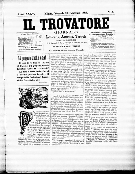 Il trovatore : giornale letterario, artistico, teatrale