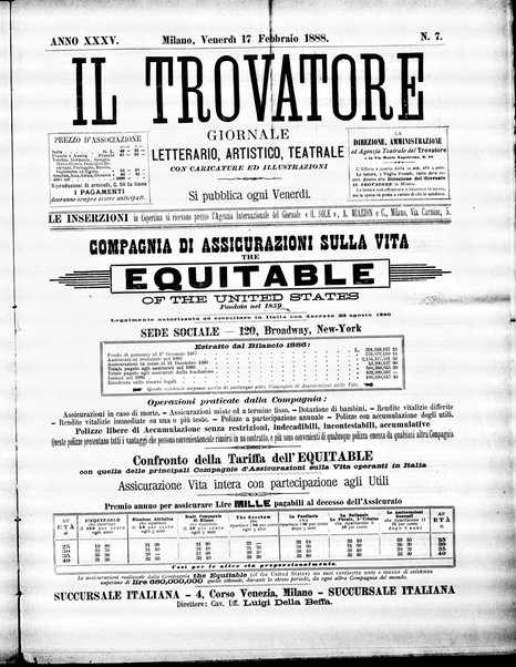 Il trovatore : giornale letterario, artistico, teatrale