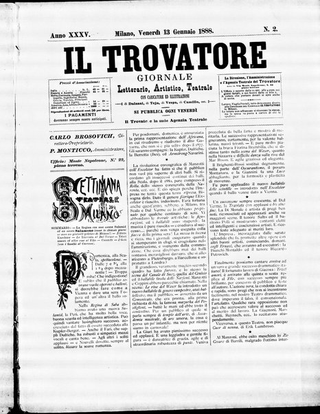 Il trovatore : giornale letterario, artistico, teatrale