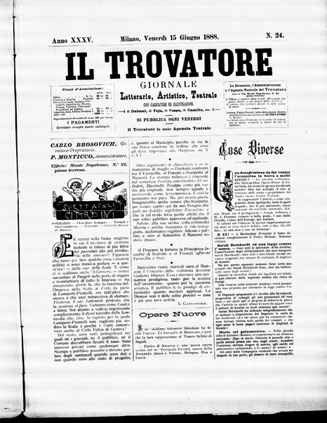 Il trovatore : giornale letterario, artistico, teatrale