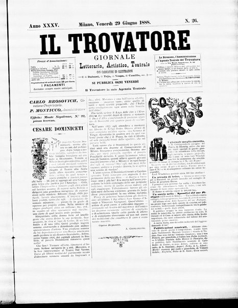 Il trovatore : giornale letterario, artistico, teatrale