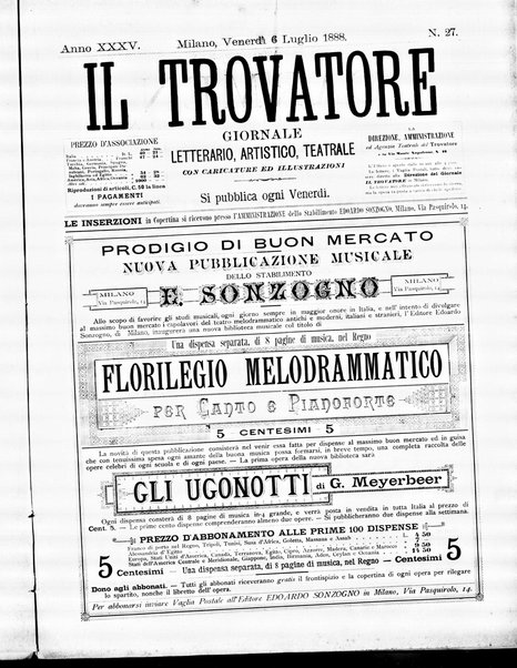 Il trovatore : giornale letterario, artistico, teatrale