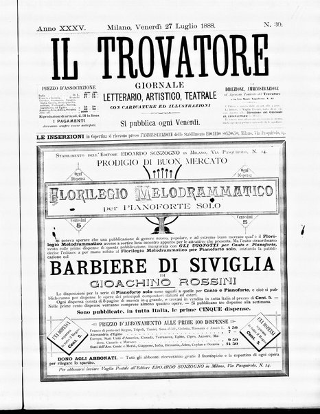 Il trovatore : giornale letterario, artistico, teatrale