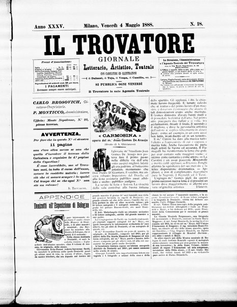 Il trovatore : giornale letterario, artistico, teatrale