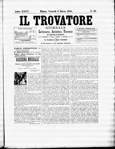 Il trovatore : giornale letterario, artistico, teatrale