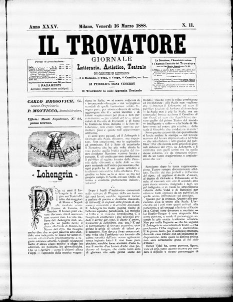 Il trovatore : giornale letterario, artistico, teatrale