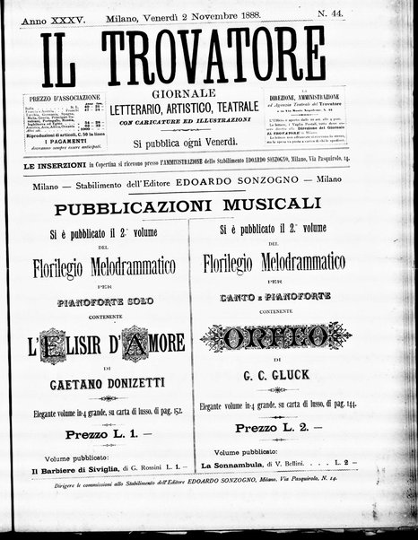 Il trovatore : giornale letterario, artistico, teatrale