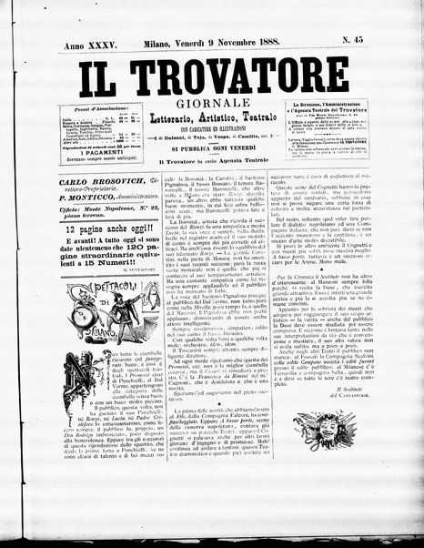 Il trovatore : giornale letterario, artistico, teatrale