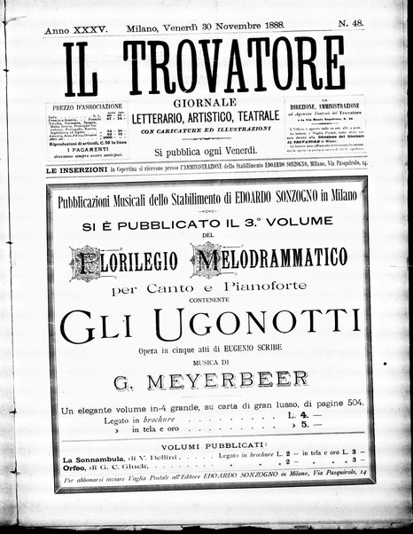 Il trovatore : giornale letterario, artistico, teatrale