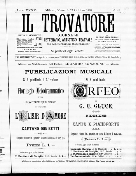 Il trovatore : giornale letterario, artistico, teatrale