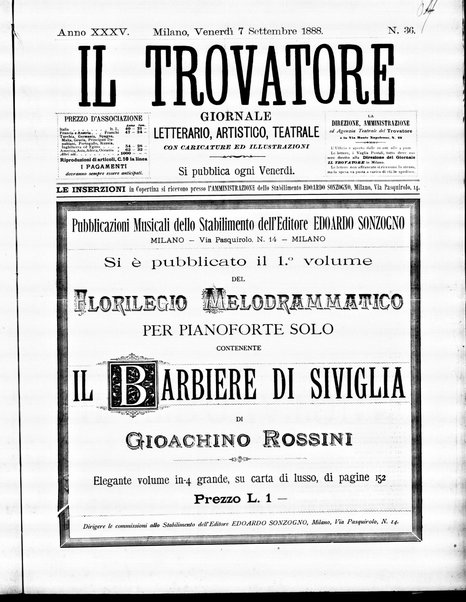 Il trovatore : giornale letterario, artistico, teatrale