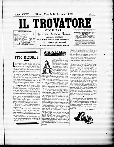 Il trovatore : giornale letterario, artistico, teatrale