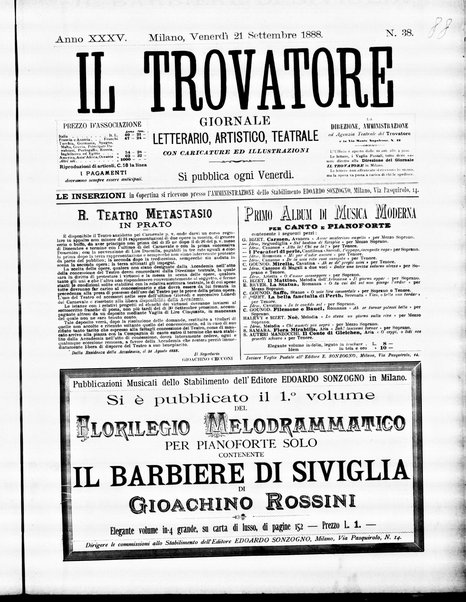 Il trovatore : giornale letterario, artistico, teatrale