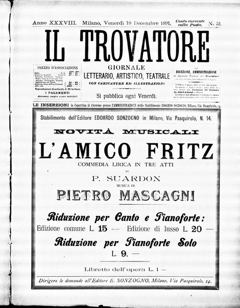 Il trovatore : giornale letterario, artistico, teatrale