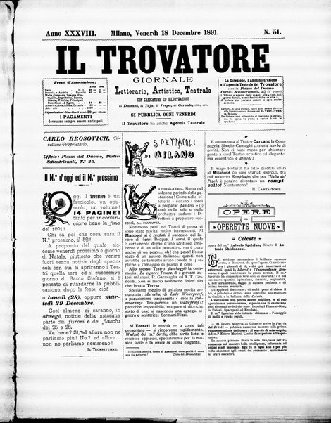 Il trovatore : giornale letterario, artistico, teatrale