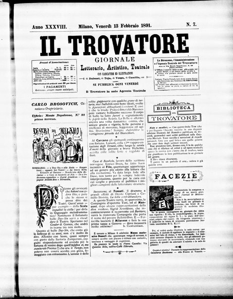 Il trovatore : giornale letterario, artistico, teatrale