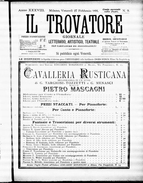 Il trovatore : giornale letterario, artistico, teatrale