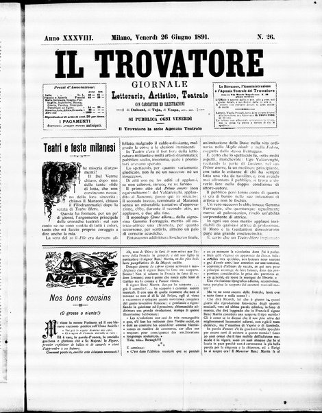 Il trovatore : giornale letterario, artistico, teatrale