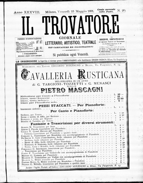 Il trovatore : giornale letterario, artistico, teatrale