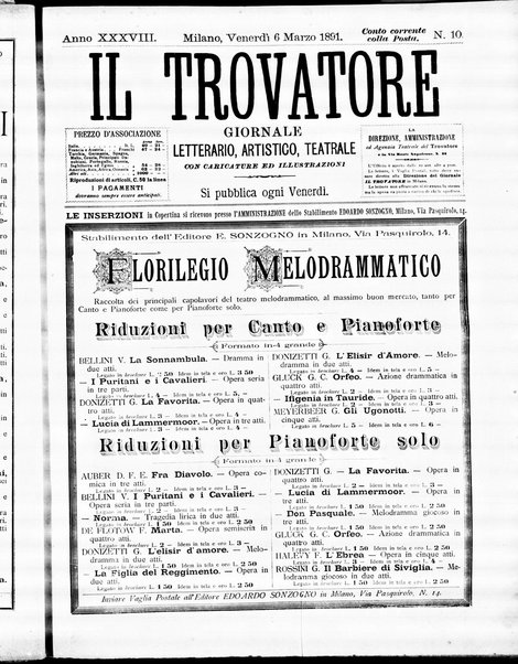 Il trovatore : giornale letterario, artistico, teatrale