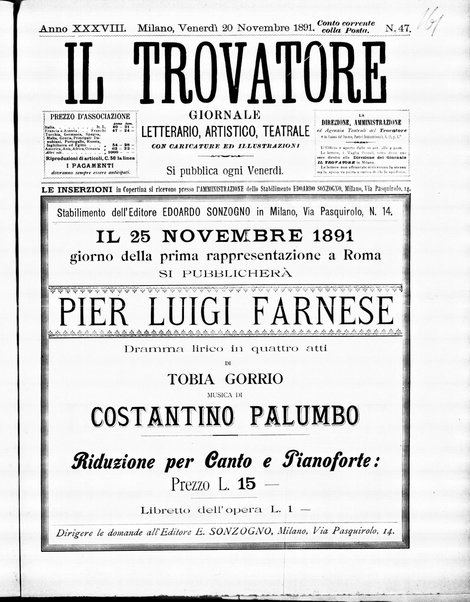 Il trovatore : giornale letterario, artistico, teatrale