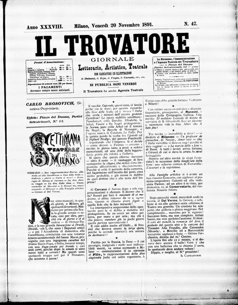 Il trovatore : giornale letterario, artistico, teatrale